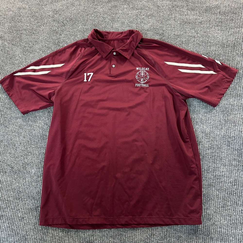 Holloway Mens Wildcat Football Polo Large Maroon Performance Graphic Stripe